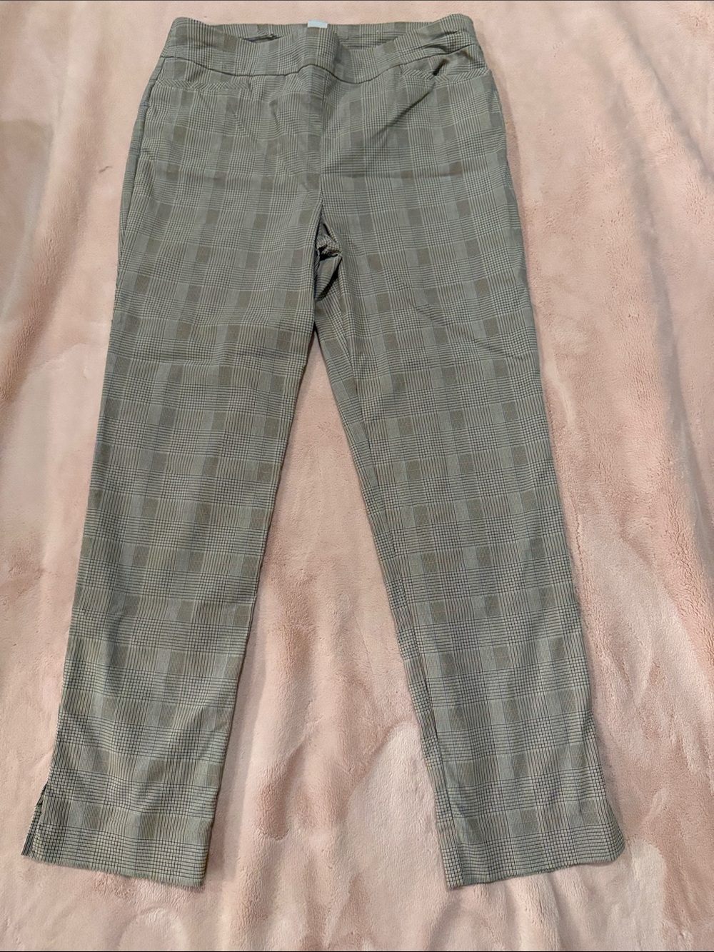 Chico's Small Plaid Pants in Olive-Taupe